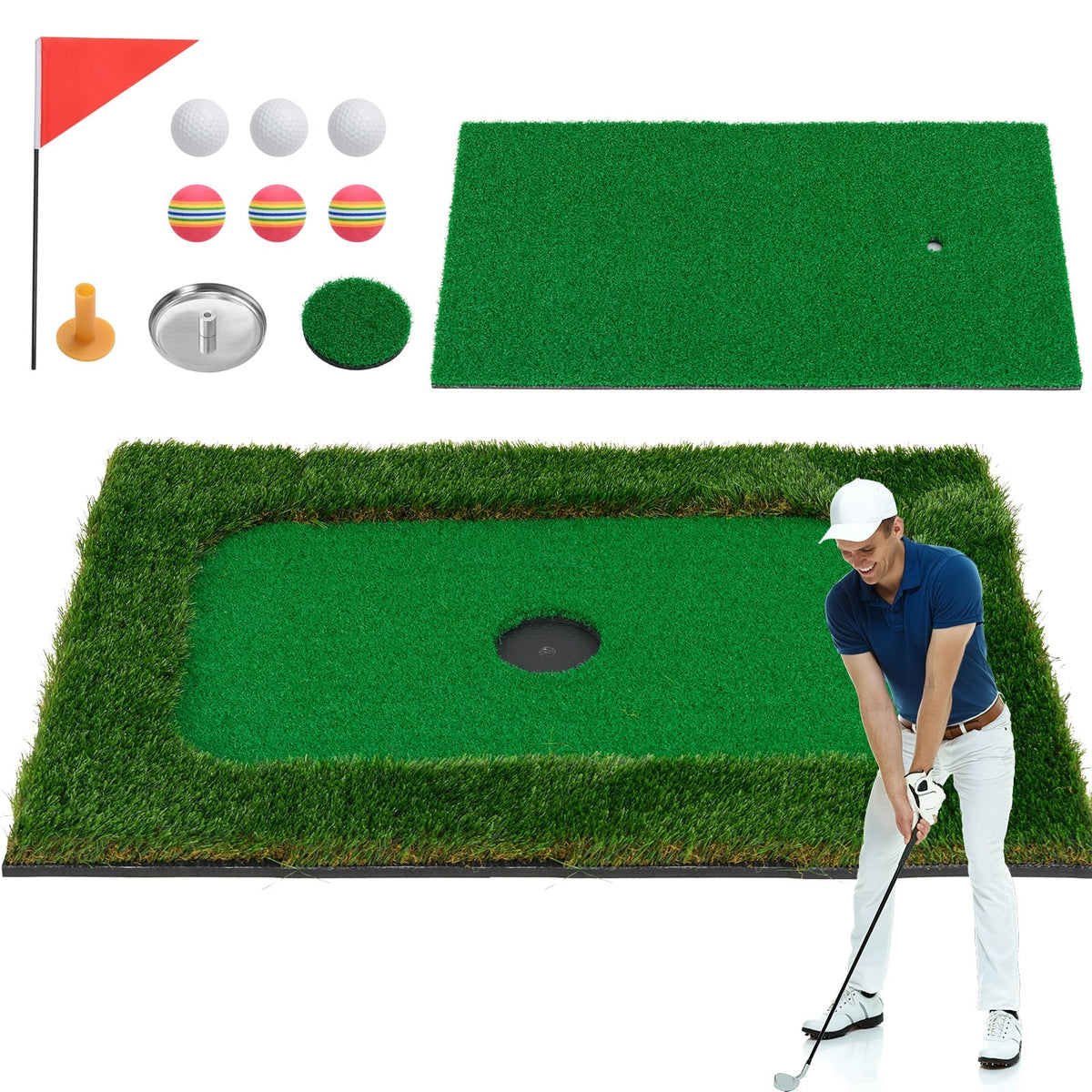 Floating Golf Green for Pool with 6 Golf Balls and Golf Flag-Golf-DECOROLALA