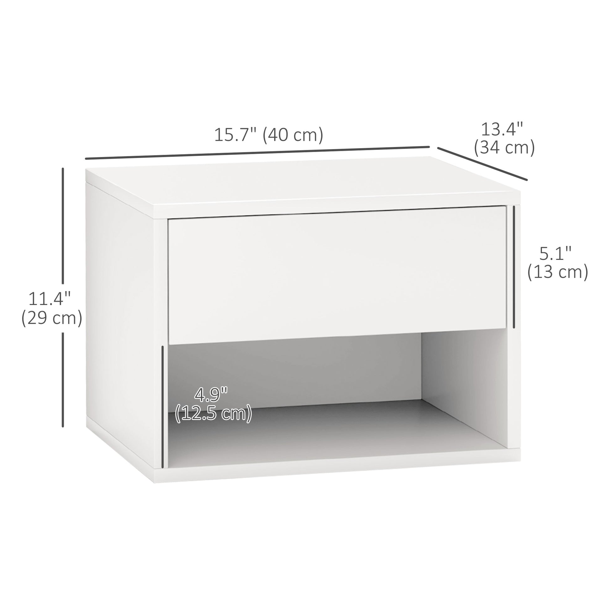 Floating Nightstand Set of 2, Wall Mounted Bedside Table with Drawer for Bedroom, White-Home Furnishings > Bedroom Furniture > Bedside Tables-DECOROLALA
