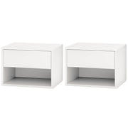 Floating Nightstand Set of 2, Wall Mounted Bedside Table with Drawer for Bedroom, White-Home Furnishings > Bedroom Furniture > Bedside Tables-DECOROLALA