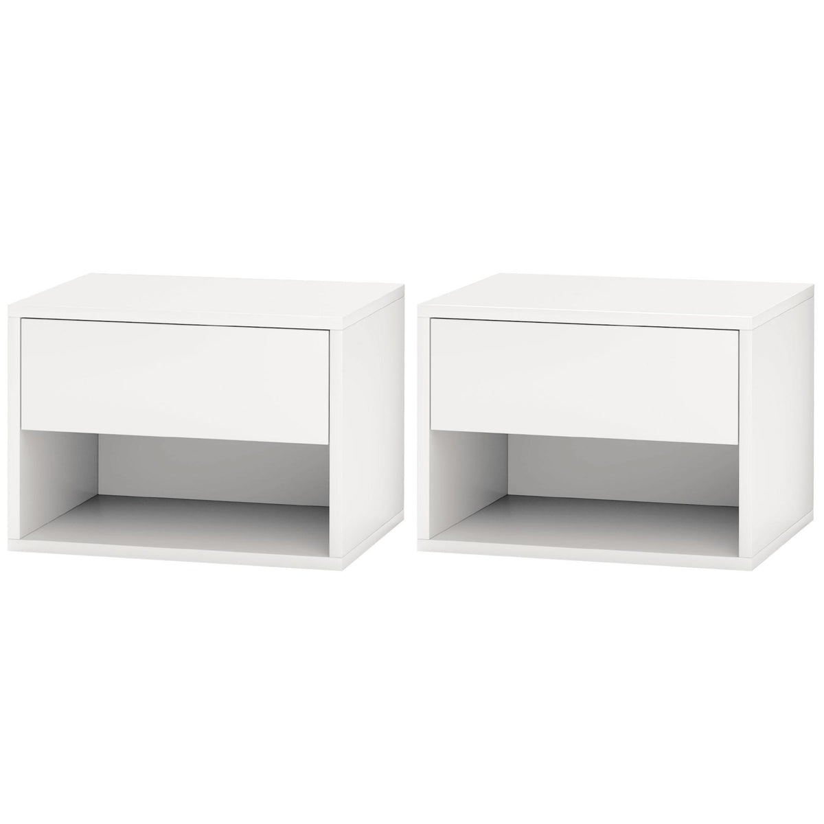 Floating Nightstand Set of 2 - White Wall Mounted Bedside Table-Home Furnishings > Bedroom Furniture > Bedside Tables-DECOROLALA