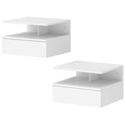 Floating Nightstand Set of 2 - White Wall Mounted Bedside Table-Home Furnishings > Bedroom Furniture > Bedside Tables-DECOROLALA