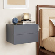 Floating Nightstand with 2 Storage Drawers Wall Mounted for Bedroom-Gray-Nightstands-DECOROLALA