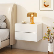 Floating Nightstand with Drawers and Storage Shelf-White-Nightstands-DECOROLALA