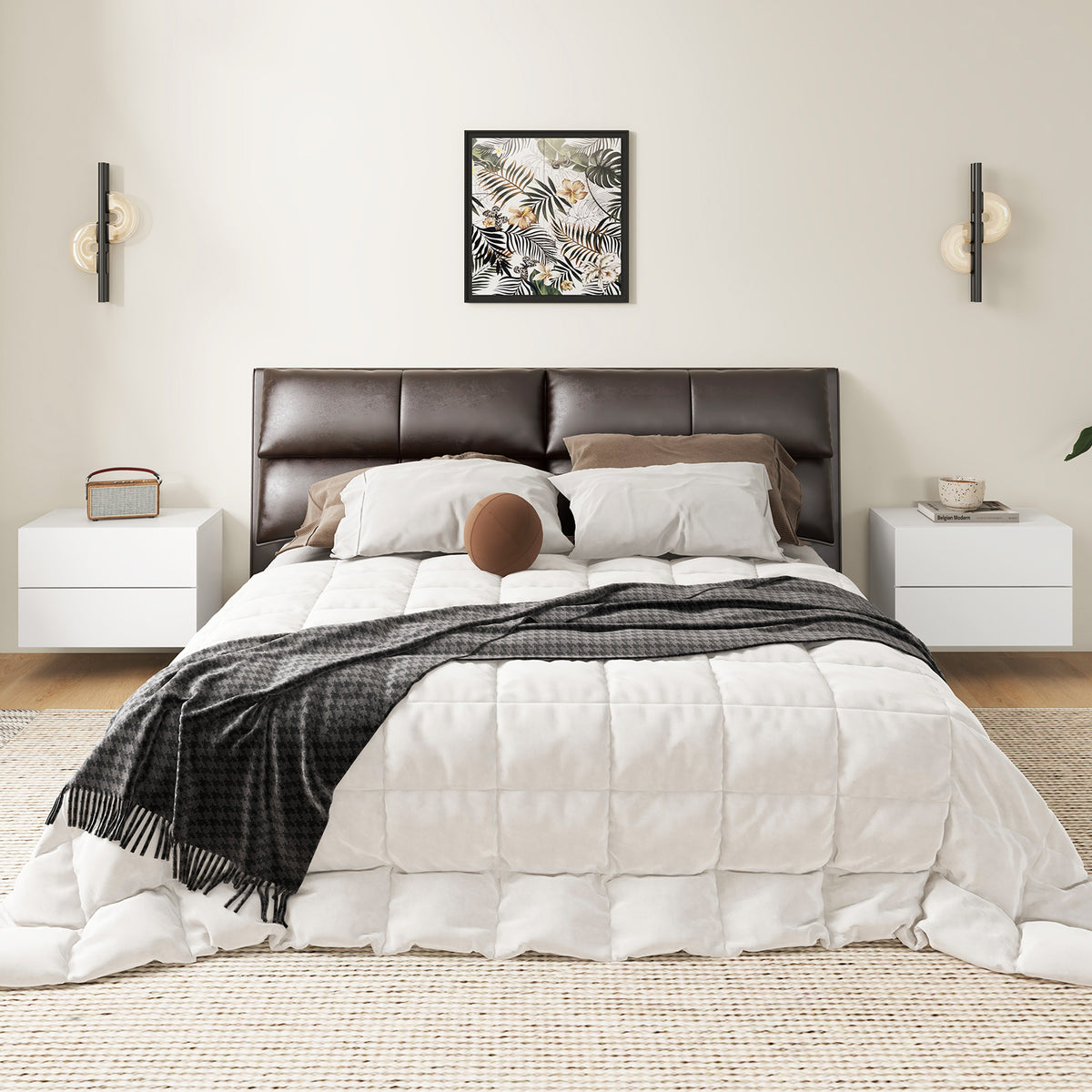 Floating Nightstand with Drawers and Storage Shelf-White-Nightstands-DECOROLALA