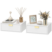 Floating Nightstands Set of 2 - Wall Mounted White Wave Drawer-Home Furnishings > Bedroom Furniture > Bedside Tables-DECOROLALA