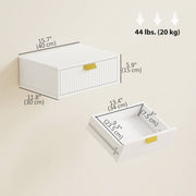 Floating Nightstands Set of 2 - Wall Mounted White Wave Drawer-Nightstands-DECOROLALA