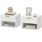 Floating Nightstands Set of 2 - White with Gold Handle-Home Furnishings > Bedroom Furniture > Bedside Tables-DECOROLALA