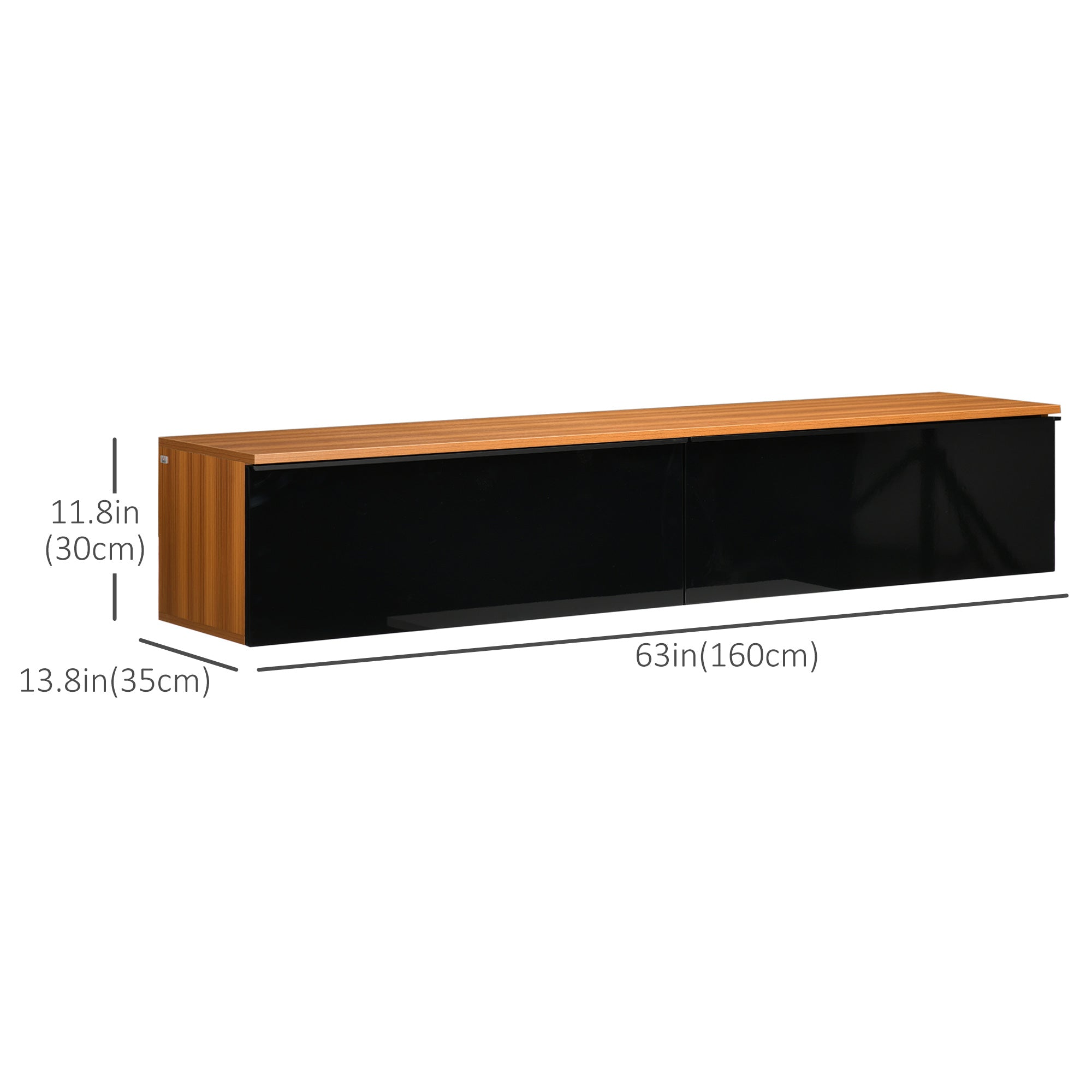 Floating TV Stand - 63" High Gloss Wall Mounted Cabinet Brown-Home Furnishings > Living Room Furniture > TV¬†Stands-DECOROLALA