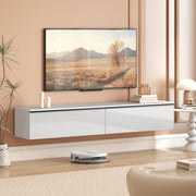 Floating TV Stand - White High Gloss Wall Mounted Cabinet-TV Stands-DECOROLALA