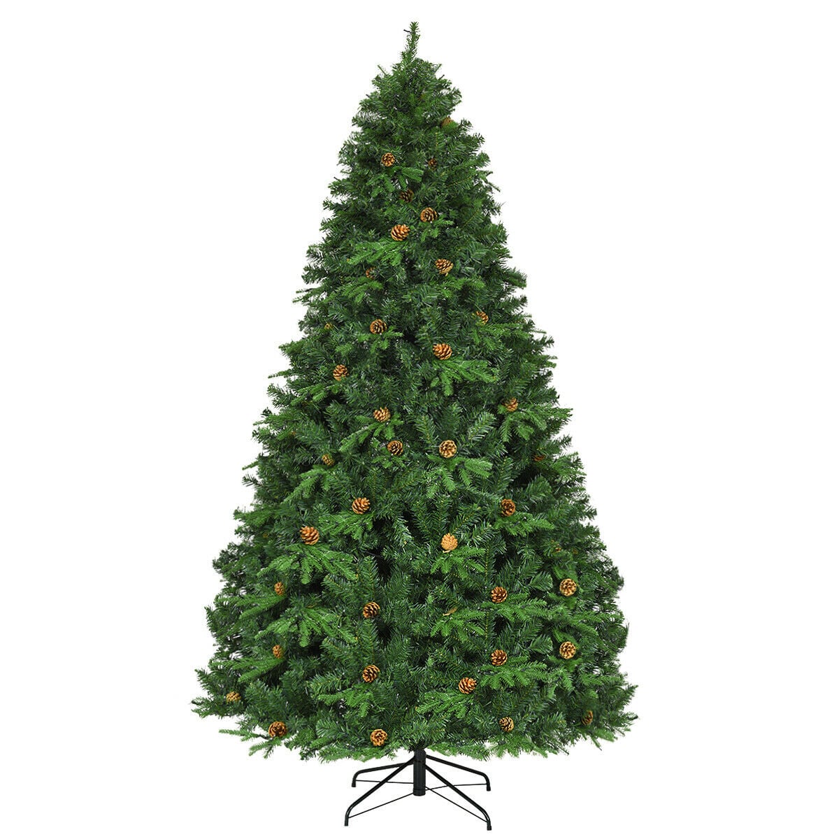 Flocked Artificial Christmas Tree with LED Lights and Pine Cones-8ft-Christmas Trees-DECOROLALA