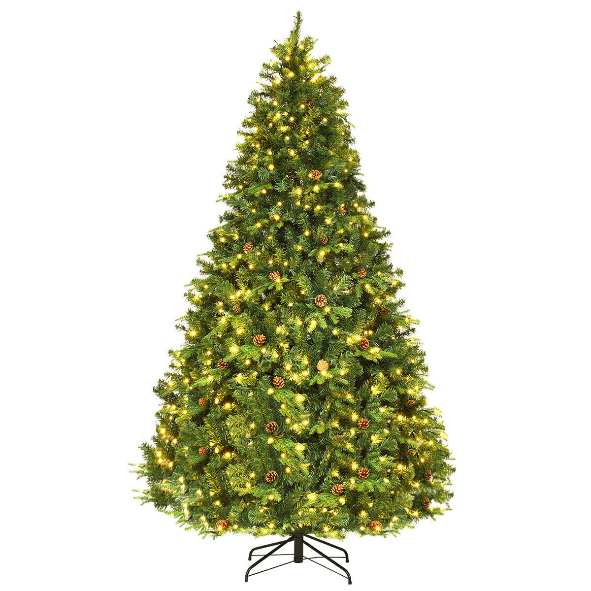 Flocked Artificial Christmas Tree with LED Lights and Pine Cones-8ft-Christmas Trees-DECOROLALA