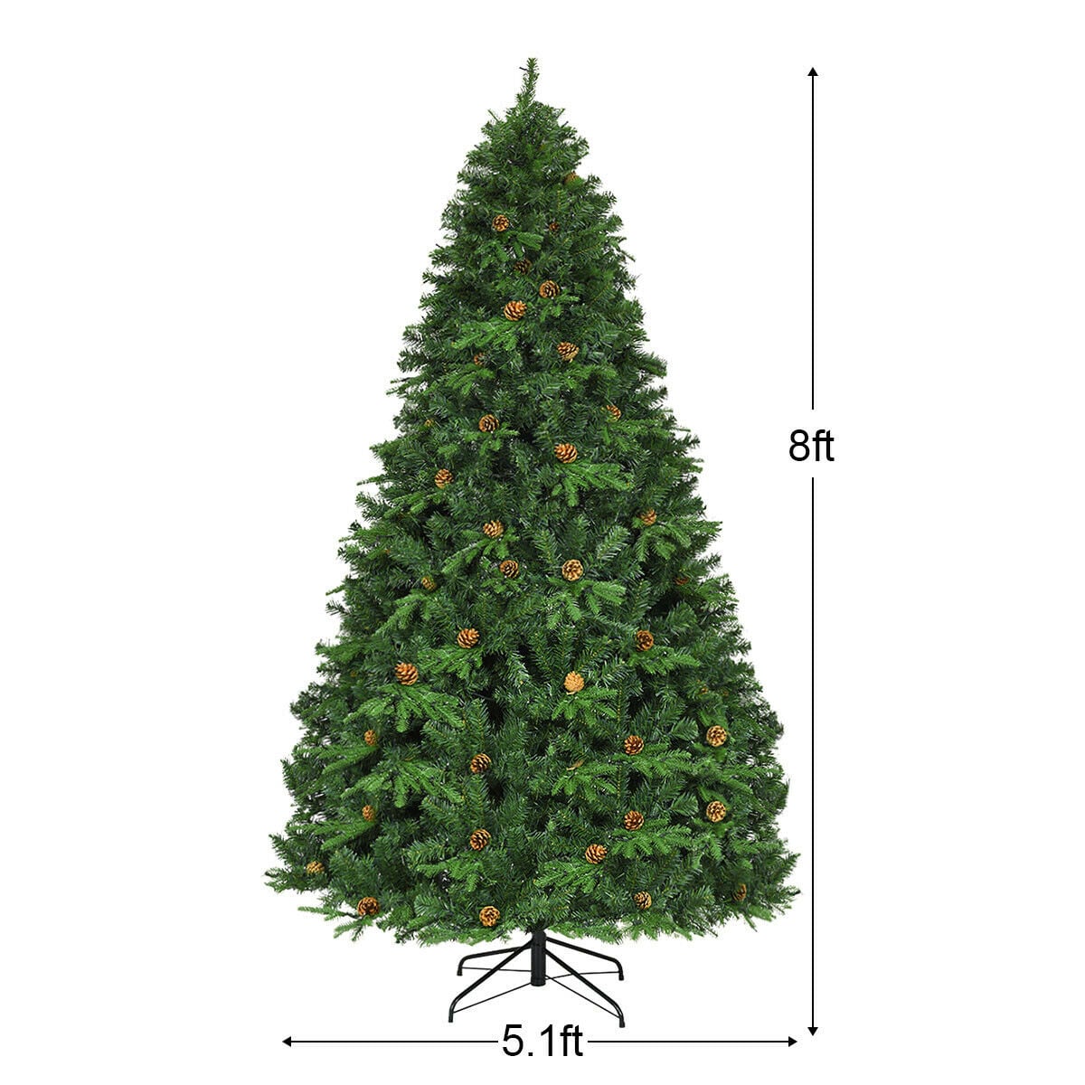 Flocked Artificial Christmas Tree with LED Lights and Pine Cones-8ft-Christmas Trees-DECOROLALA