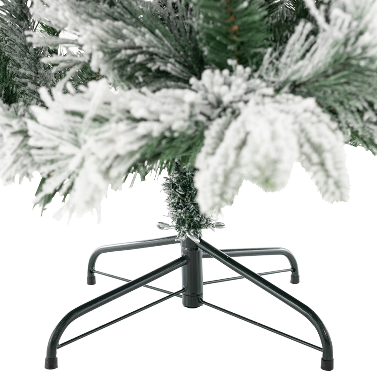 Flocked Christmas Tree with 250 Warm White LED Lights and 752 Mixed Branch Tips-7 ft-Christmas Trees-DECOROLALA
