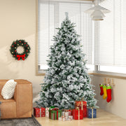 Flocked Christmas Tree with 250 Warm White LED Lights and 752 Mixed Branch Tips-7 ft-Christmas Trees-DECOROLALA