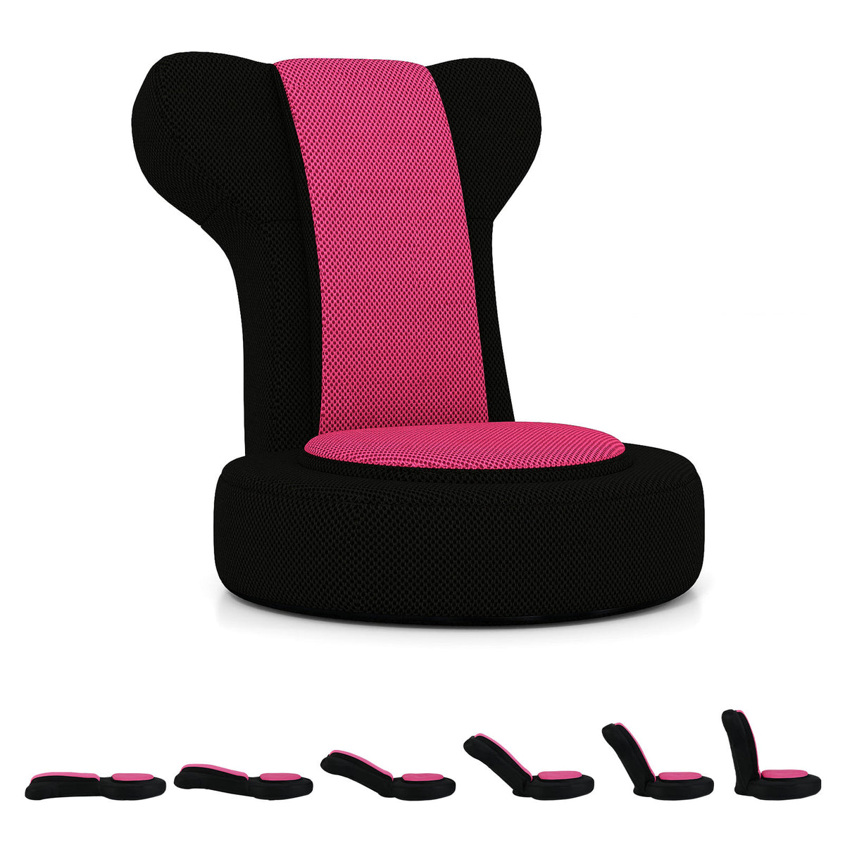 Floor Comfy Gaming Leisure Chair with Adjustable Headrest and Backrest-Pink-Floor Chairs-DECOROLALA
