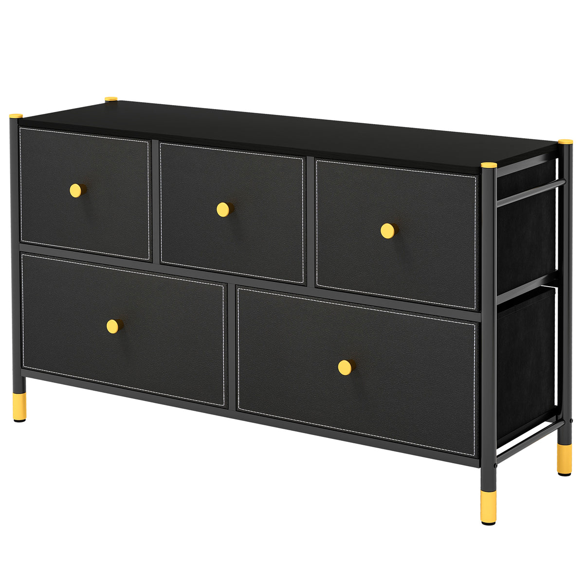 Floor Dresser Storage Organizer with 5/6/8 Drawers with Fabric Bins and Metal Frame-5-Drawer-Dressers & Chests-DECOROLALA