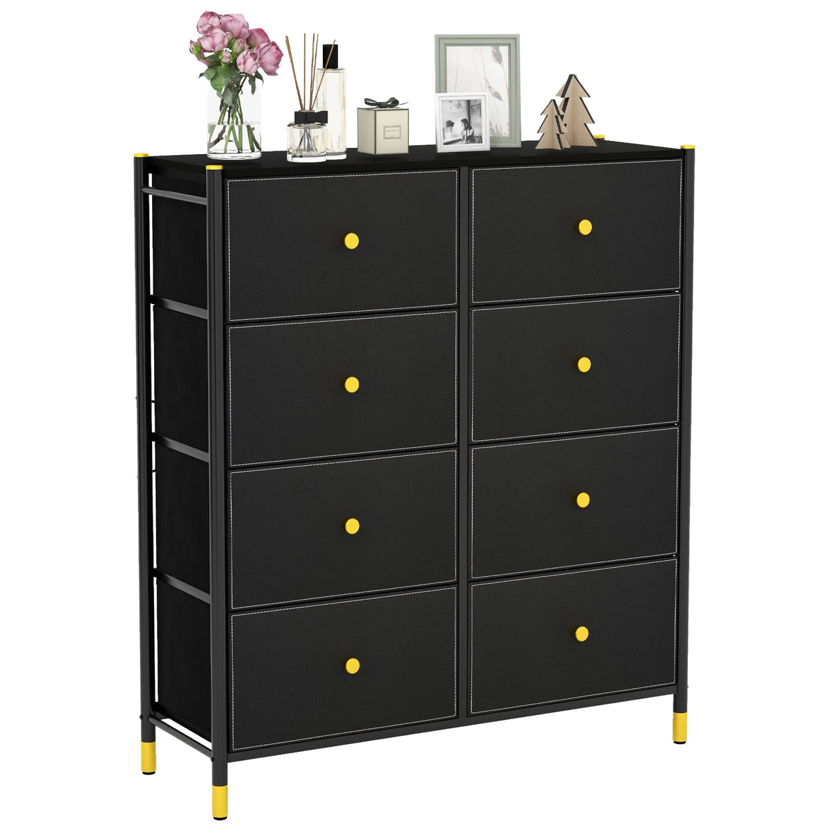 Floor Dresser Storage Organizer with 5/6/8 Drawers with Fabric Bins and Metal Frame-8-Drawer-Dressers & Chests-DECOROLALA