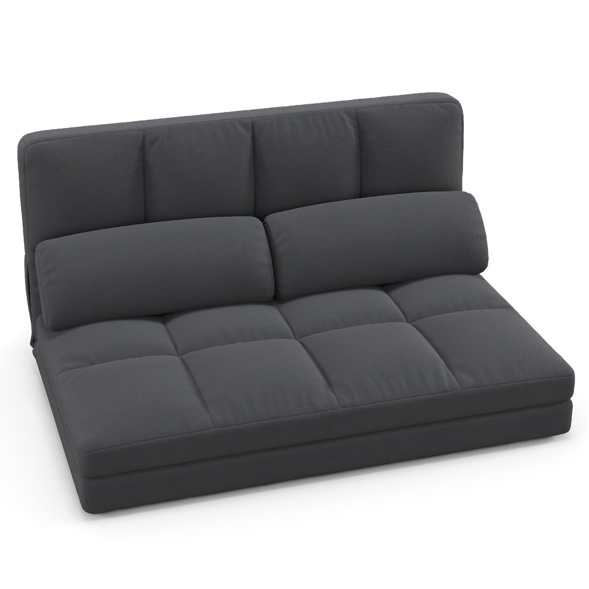 Floor Sofa Bed with 6 Positions Adjustable Backrest Skin-friendly Velvet Cover-Dark Gray-Floor Chairs-DECOROLALA