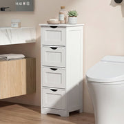 Floor Wooden Free Standing Storage Side Organizer for Bathroom-White-Floor Cabinets-DECOROLALA