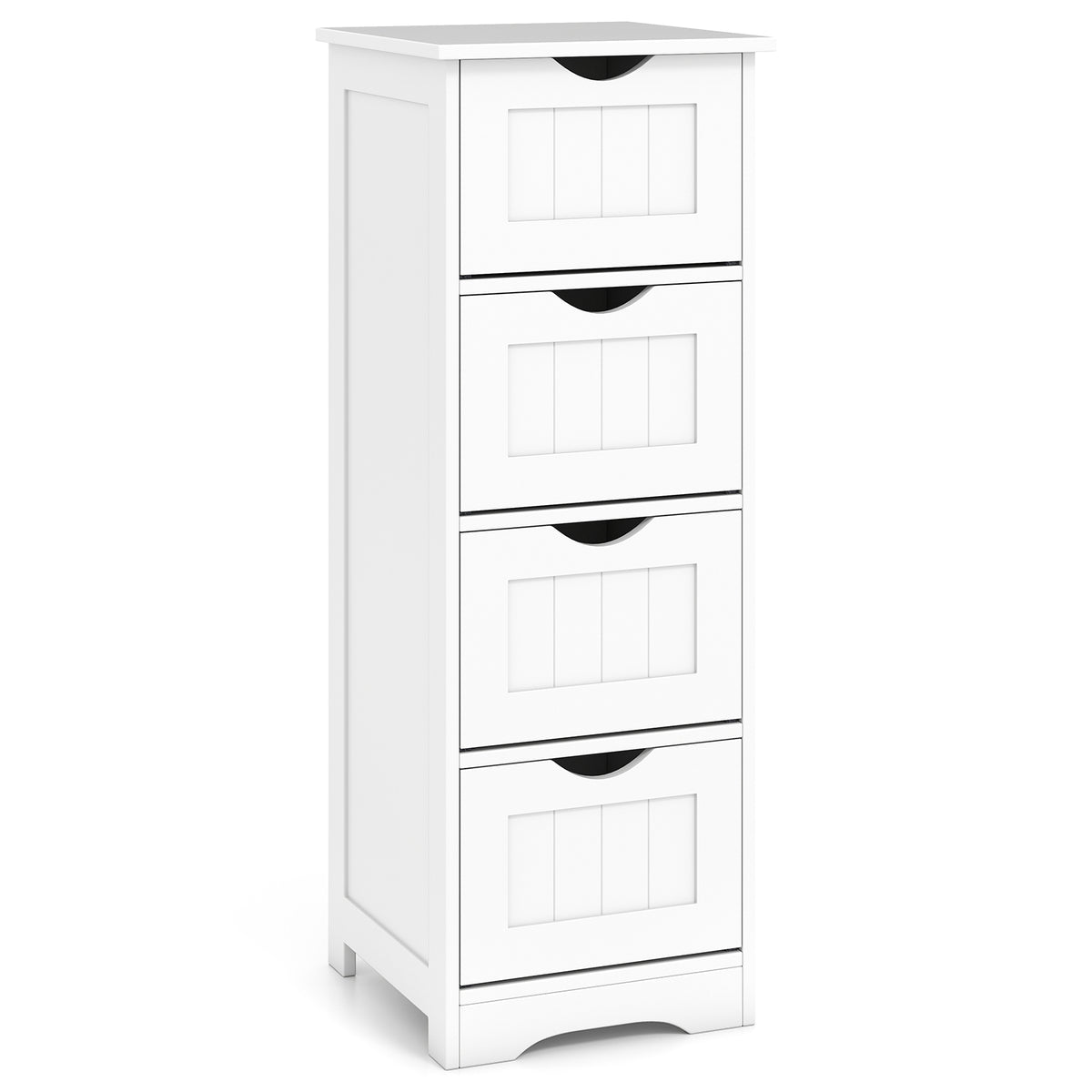 Floor Wooden Free Standing Storage Side Organizer for Bathroom-White-Floor Cabinets-DECOROLALA
