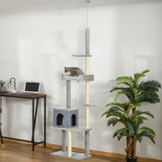 Floor to Ceiling Cat Tree - 85-101" Adjustable Tower Grey-Cats-DECOROLALA
