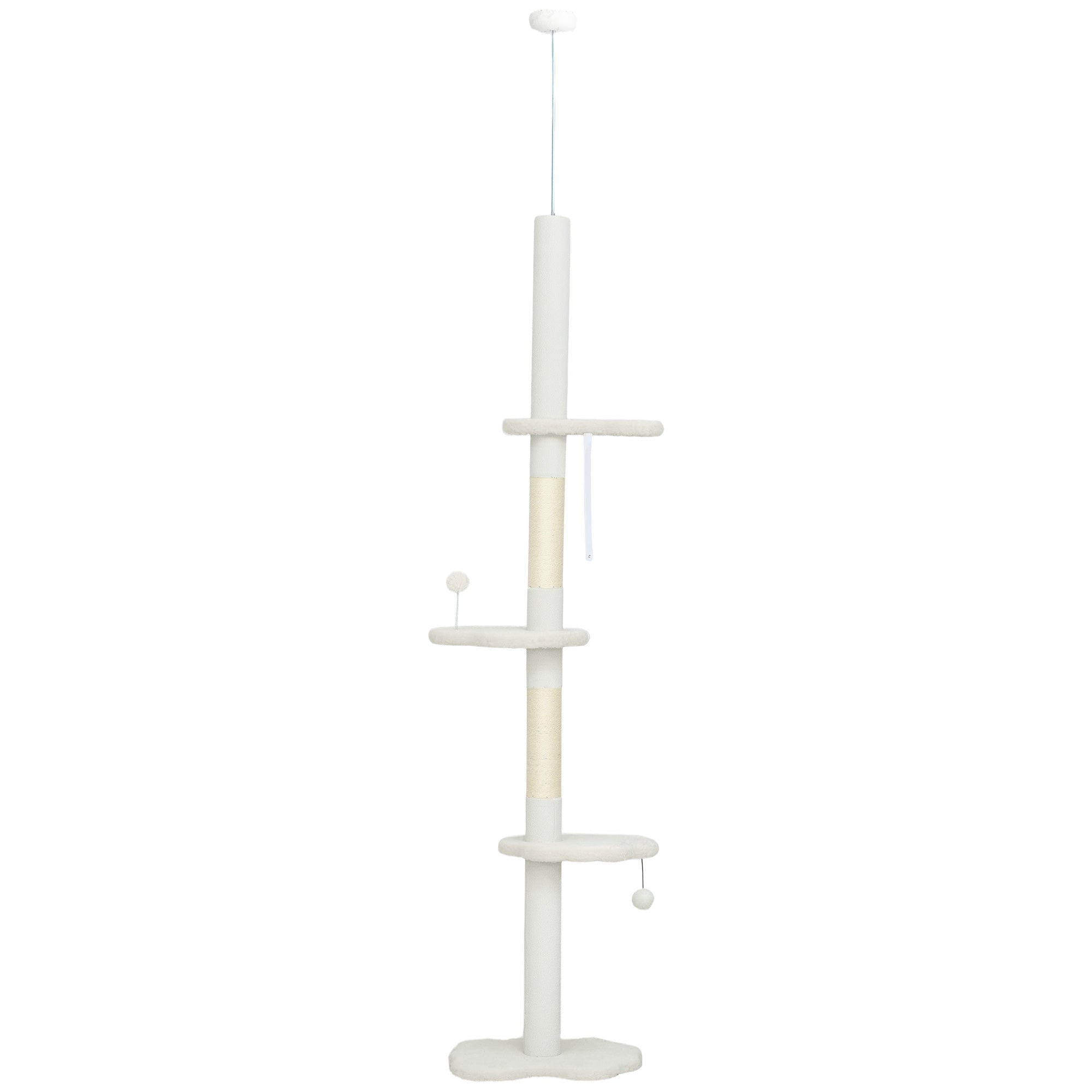 Floor to Ceiling Cat Tree - 88.5"-100.5" Cloud Tower Cream-Cats-DECOROLALA