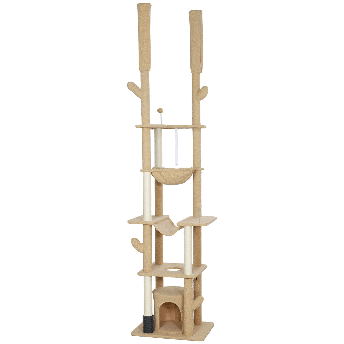 Floor to Ceiling Cat Tree - 89"-100" Adjustable Tower Brown-Cats-DECOROLALA