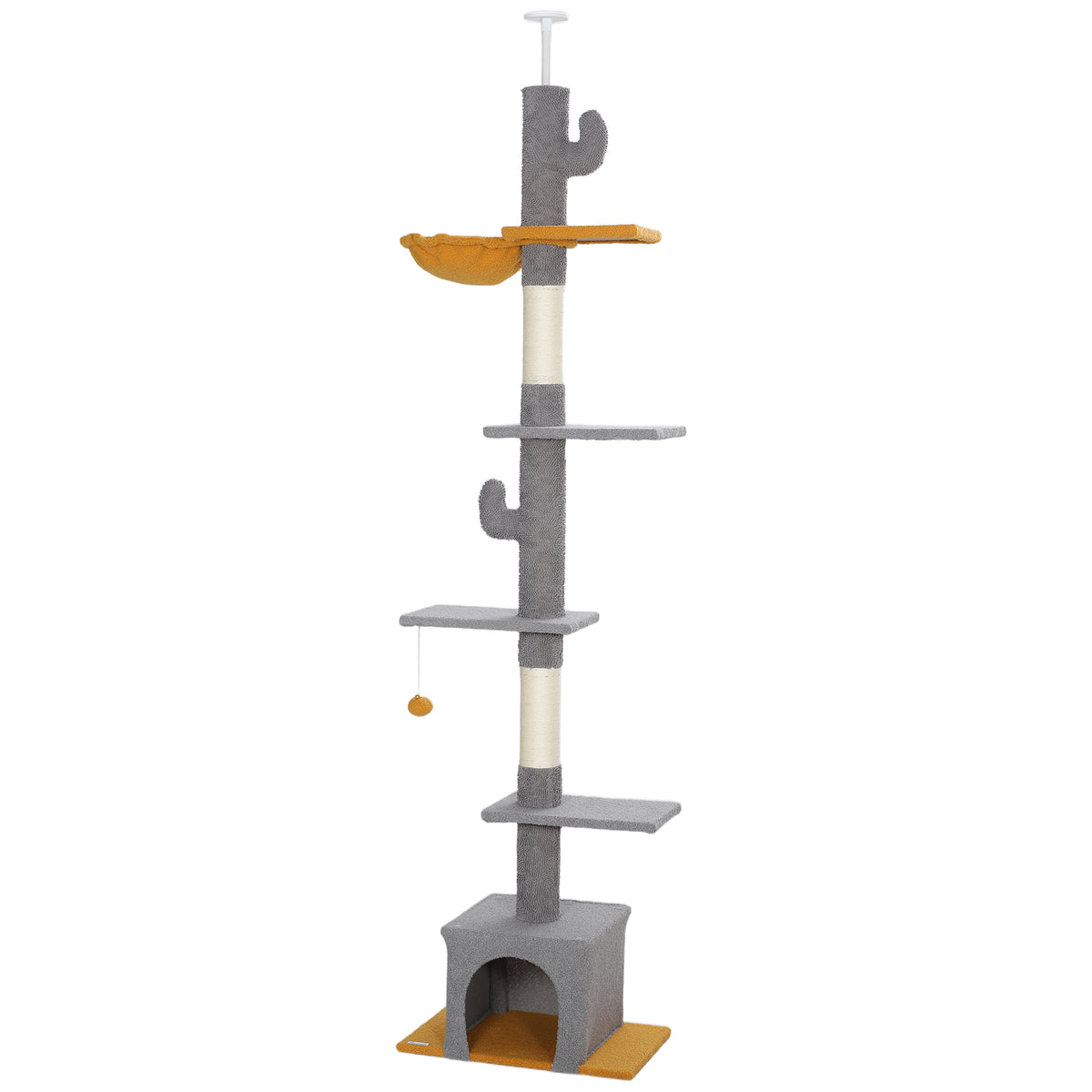 Floor to Ceiling Cat Tree - 90.5"-108" Adjustable Light Grey-Cats-DECOROLALA