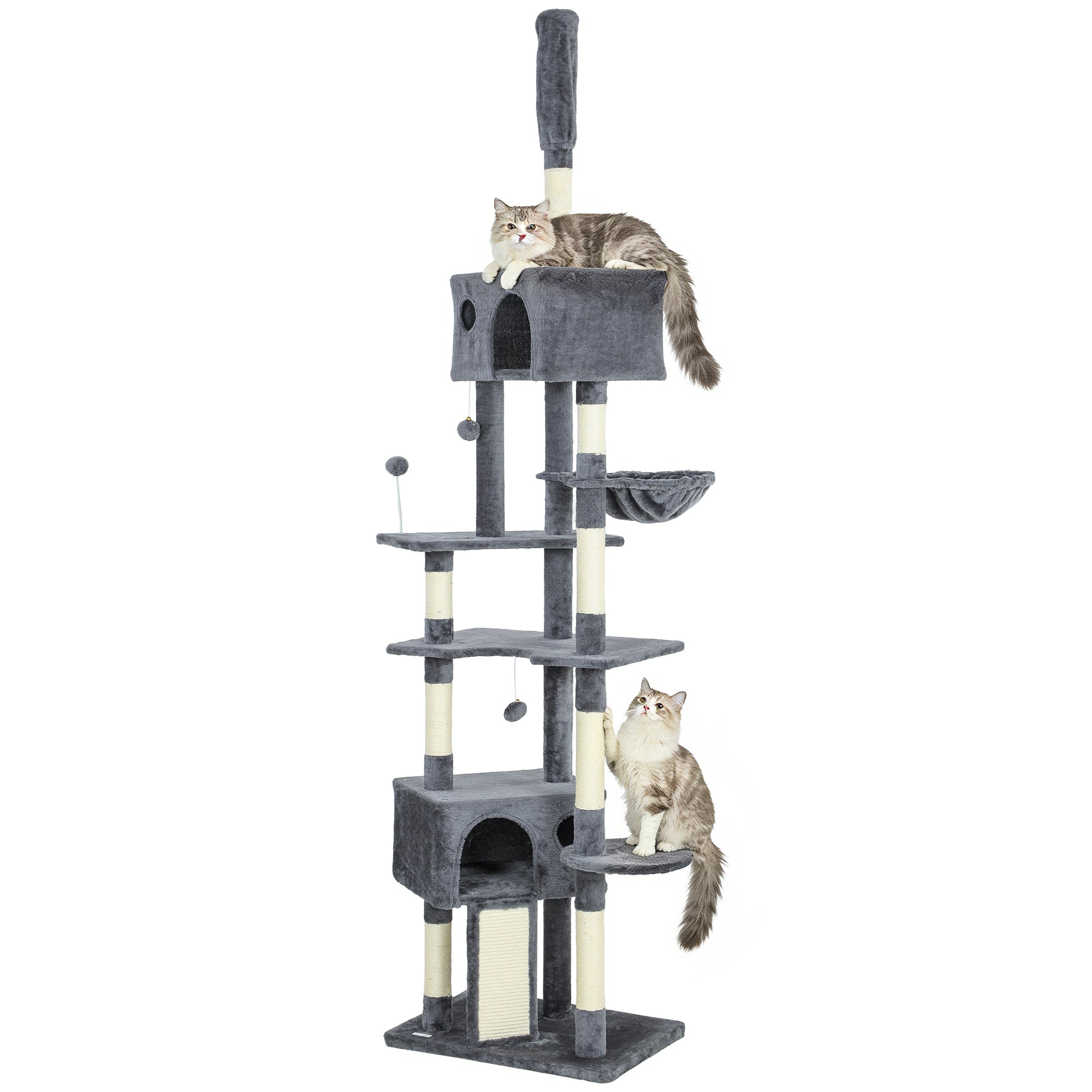 Floor to Ceiling Cat Tree - 91"-98" Dark Grey with 2 Condos-Cats-DECOROLALA