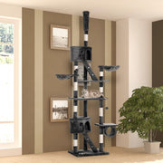 Floor to Ceiling Cat Tree - 94"-102" Multi-Level Condo Dark Grey-Cats-DECOROLALA
