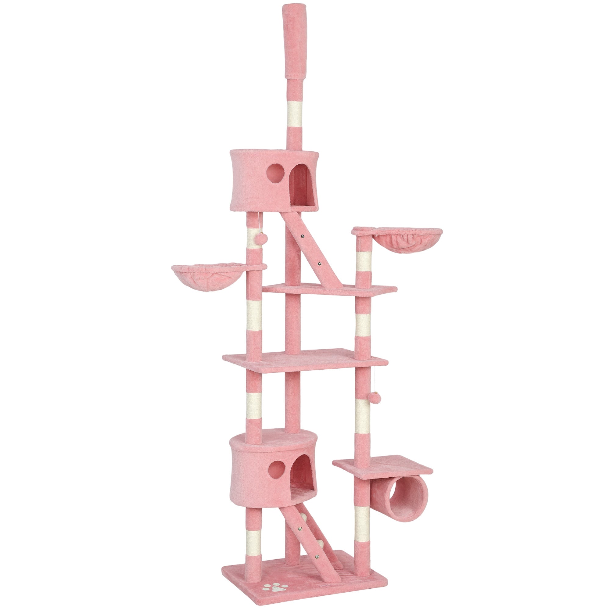 Floor to Ceiling Cat Tree - 94"-102" Multi-Level Condo Pink-Cats-DECOROLALA