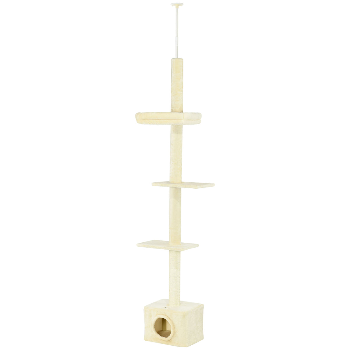 Floor to Ceiling Cat Tree - Adjustable 91-102" Tower, Beige-Cats-DECOROLALA