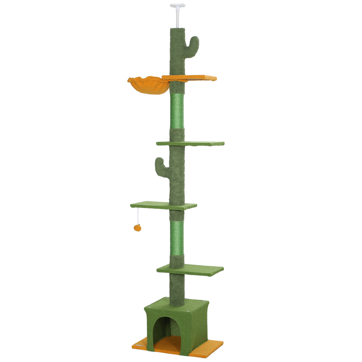 Floor to Ceiling Cat Tree Tower - 90.5"-108" Adjustable Green-Cats-DECOROLALA