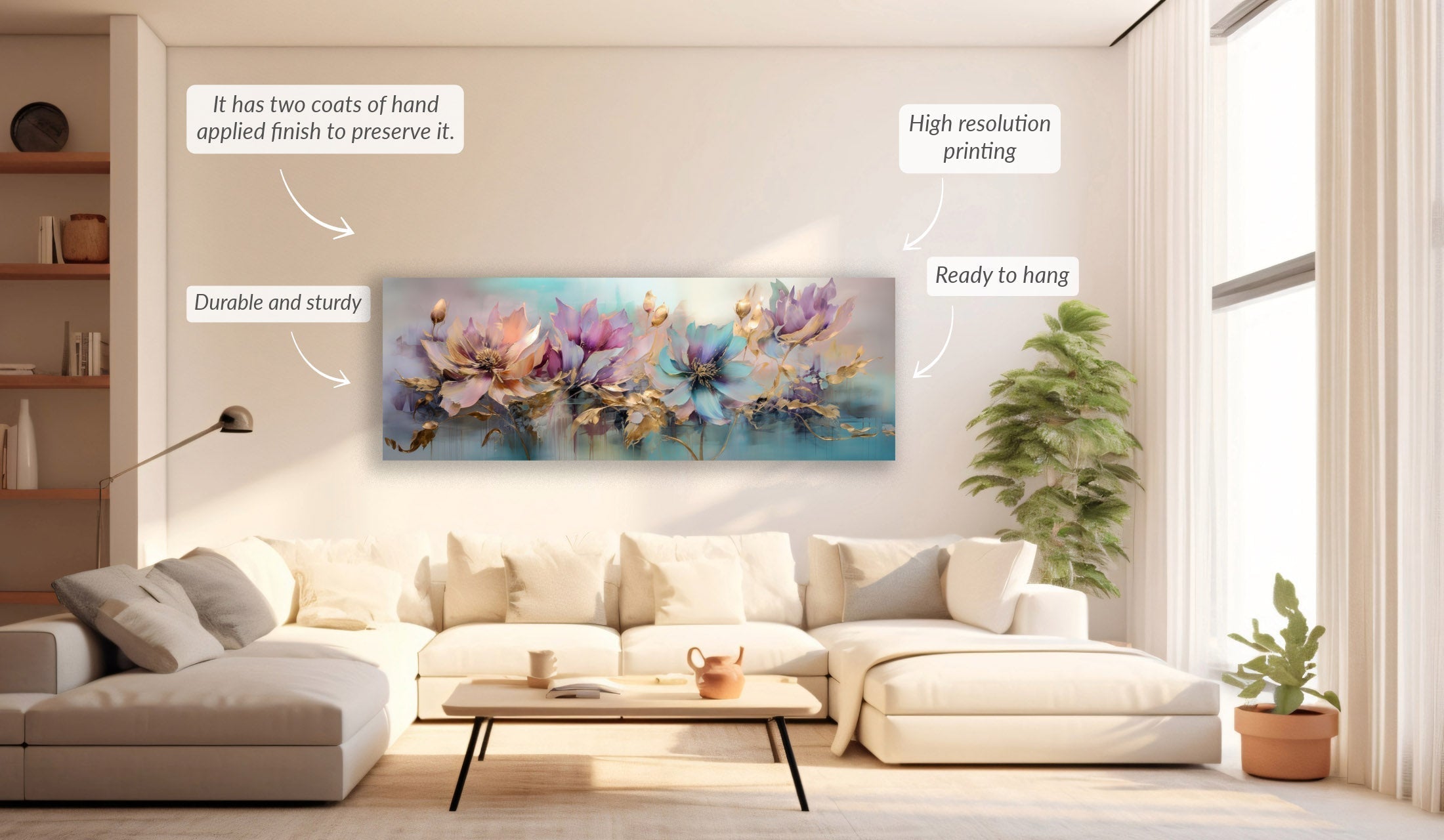 Floral Symphony Canvas Art 72x24 Inch-Wall Art-DECOROLALA