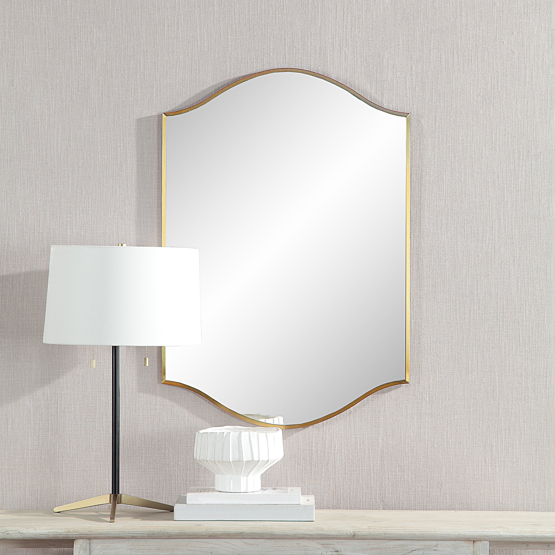 Florianne 36" Tall Rectangular Arch Mirror, Champagne-Mirror-DECOROLALA