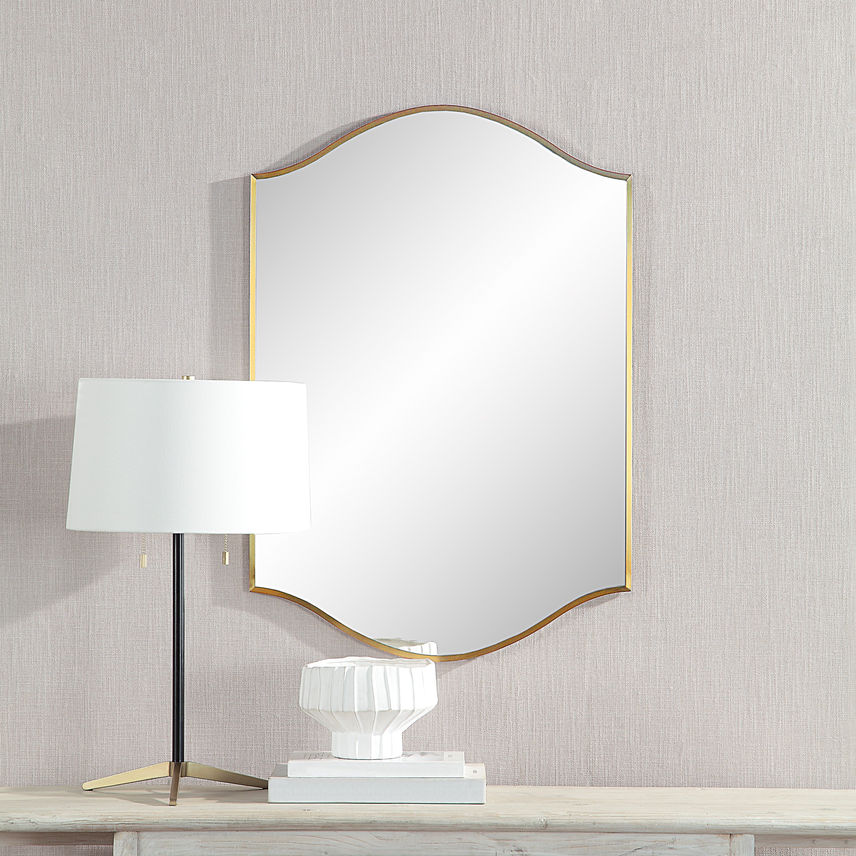 Florianne 36" Tall Rectangular Arch Mirror, Champagne-Mirror-DECOROLALA