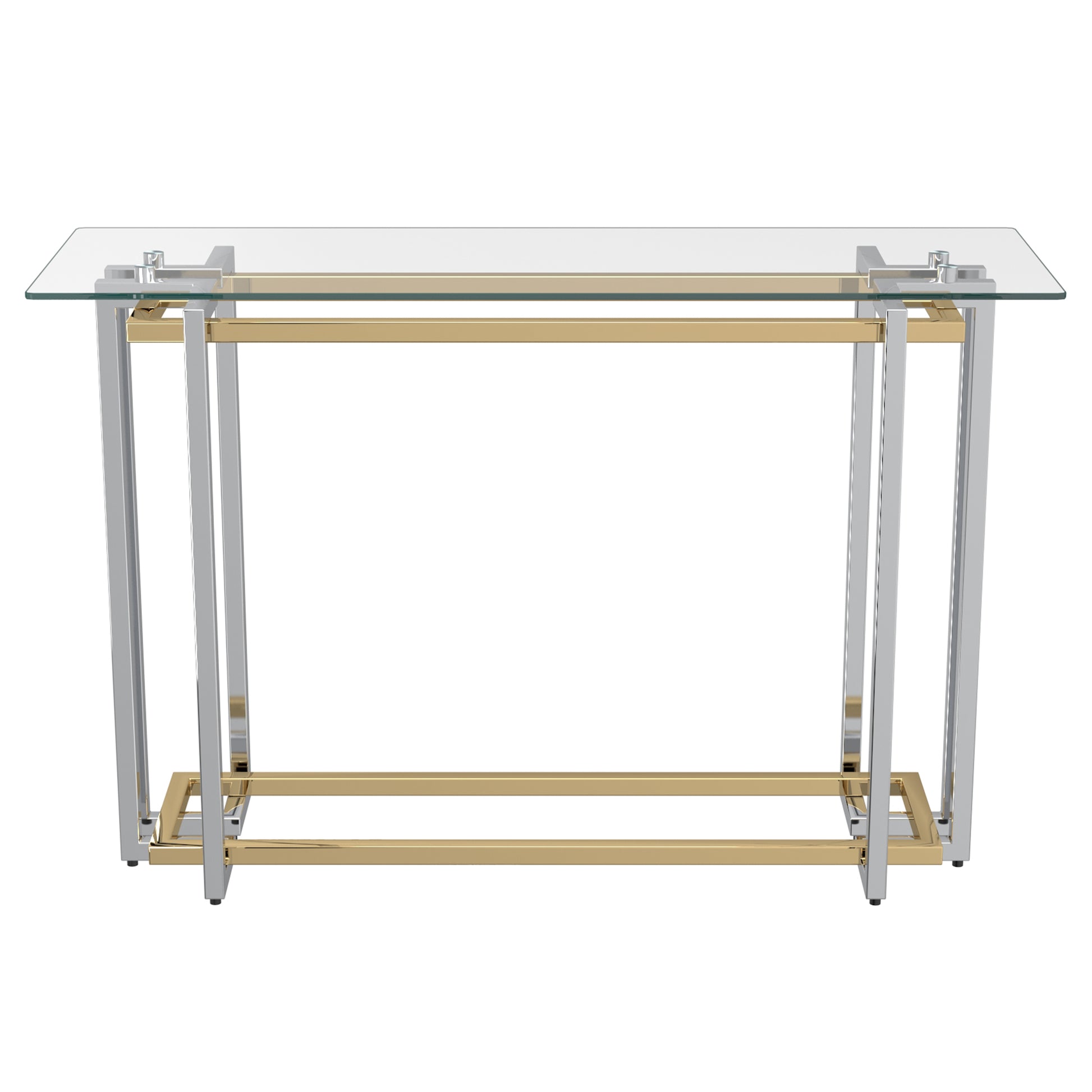 Florina Console Table - Silver and Gold Metal and Glass-DECOROLALA