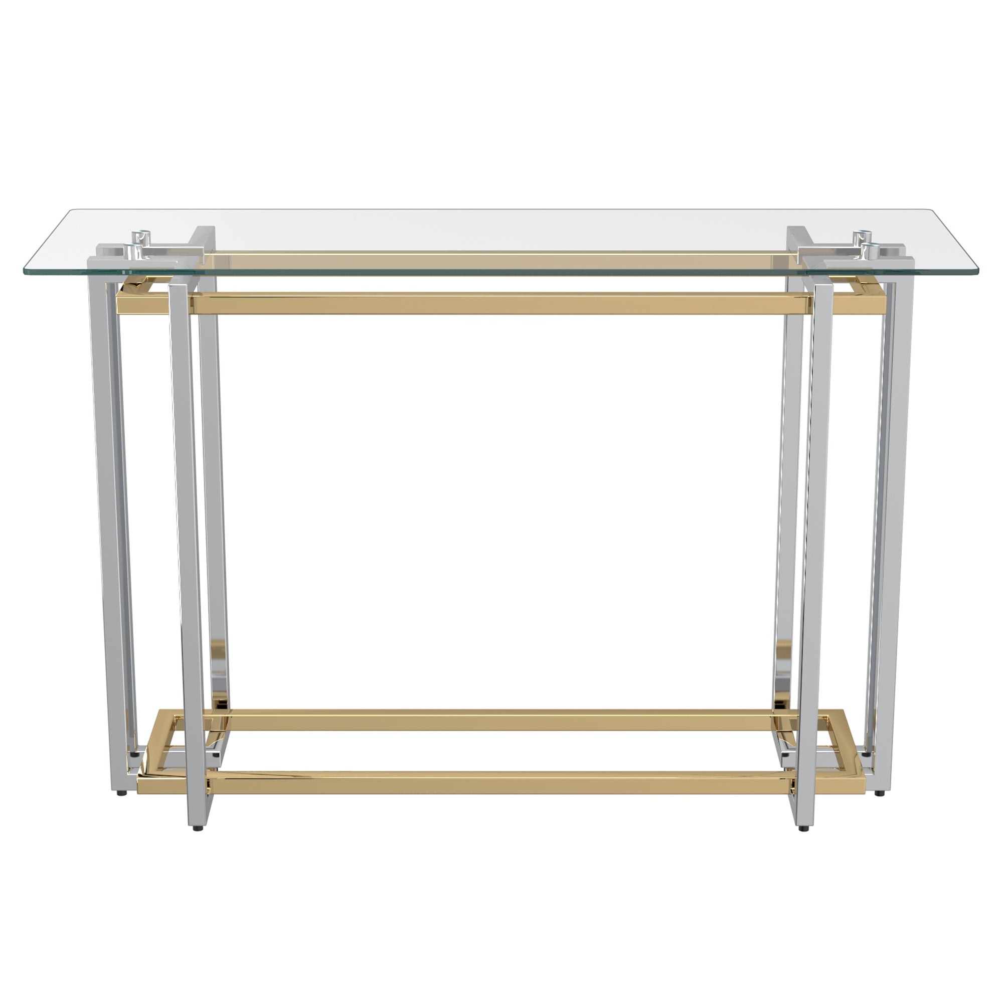 Florina Console Table - Silver and Gold Metal and Glass-DECOROLALA
