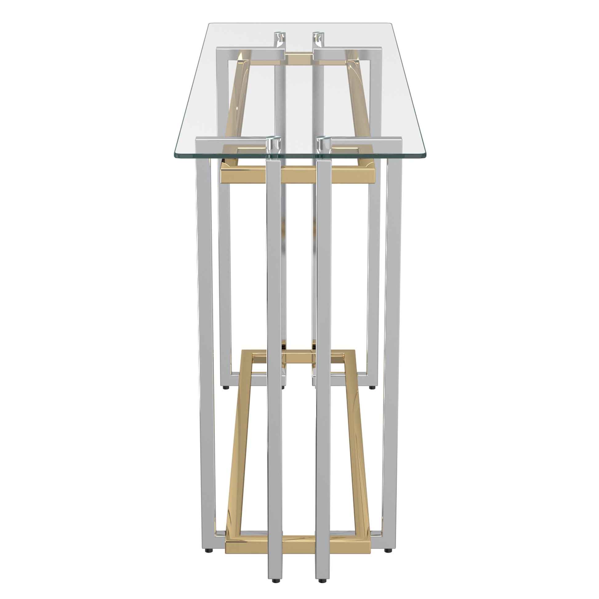 Florina Console Table - Silver and Gold Metal and Glass-DECOROLALA