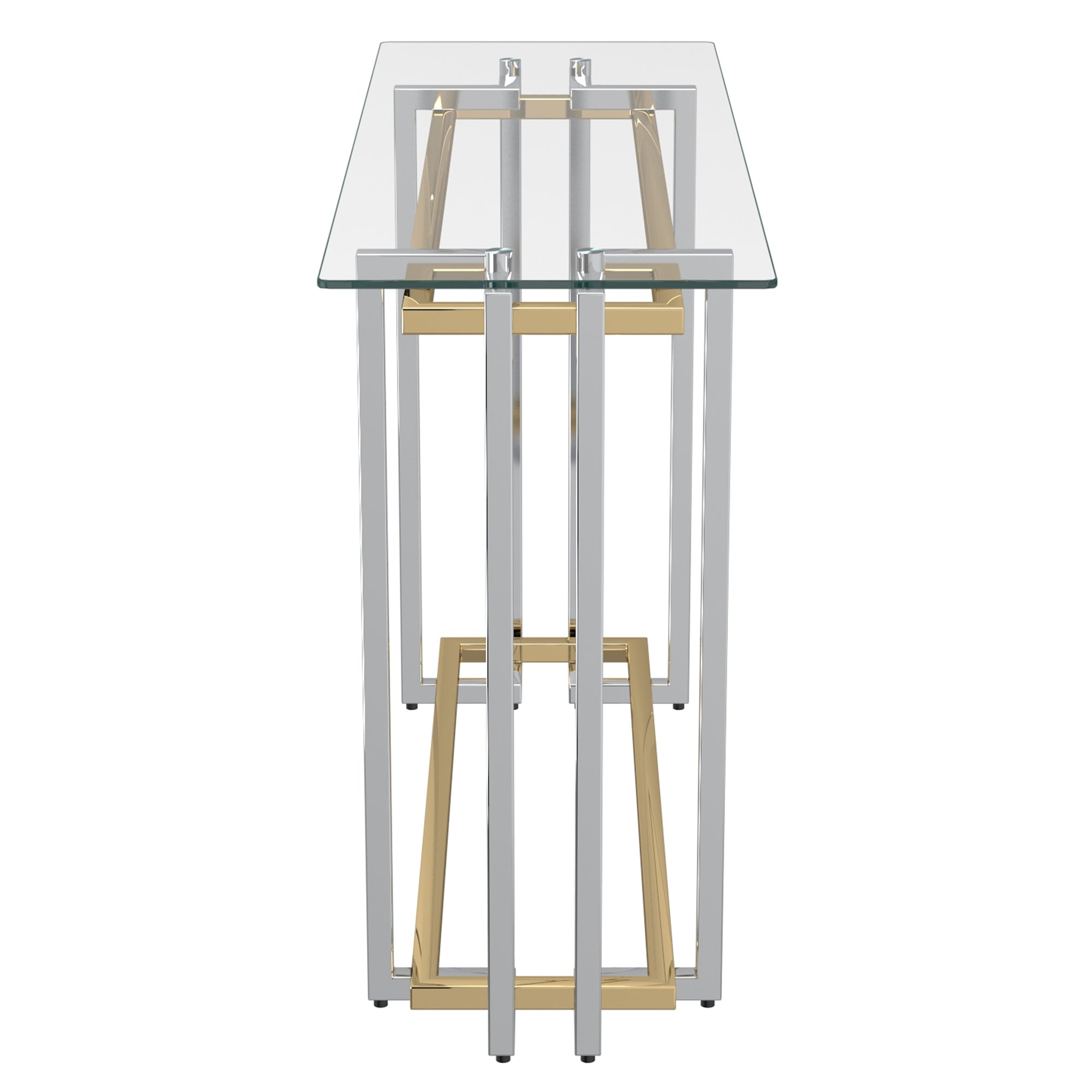 Florina Console Table - Silver and Gold Metal and Glass-DECOROLALA