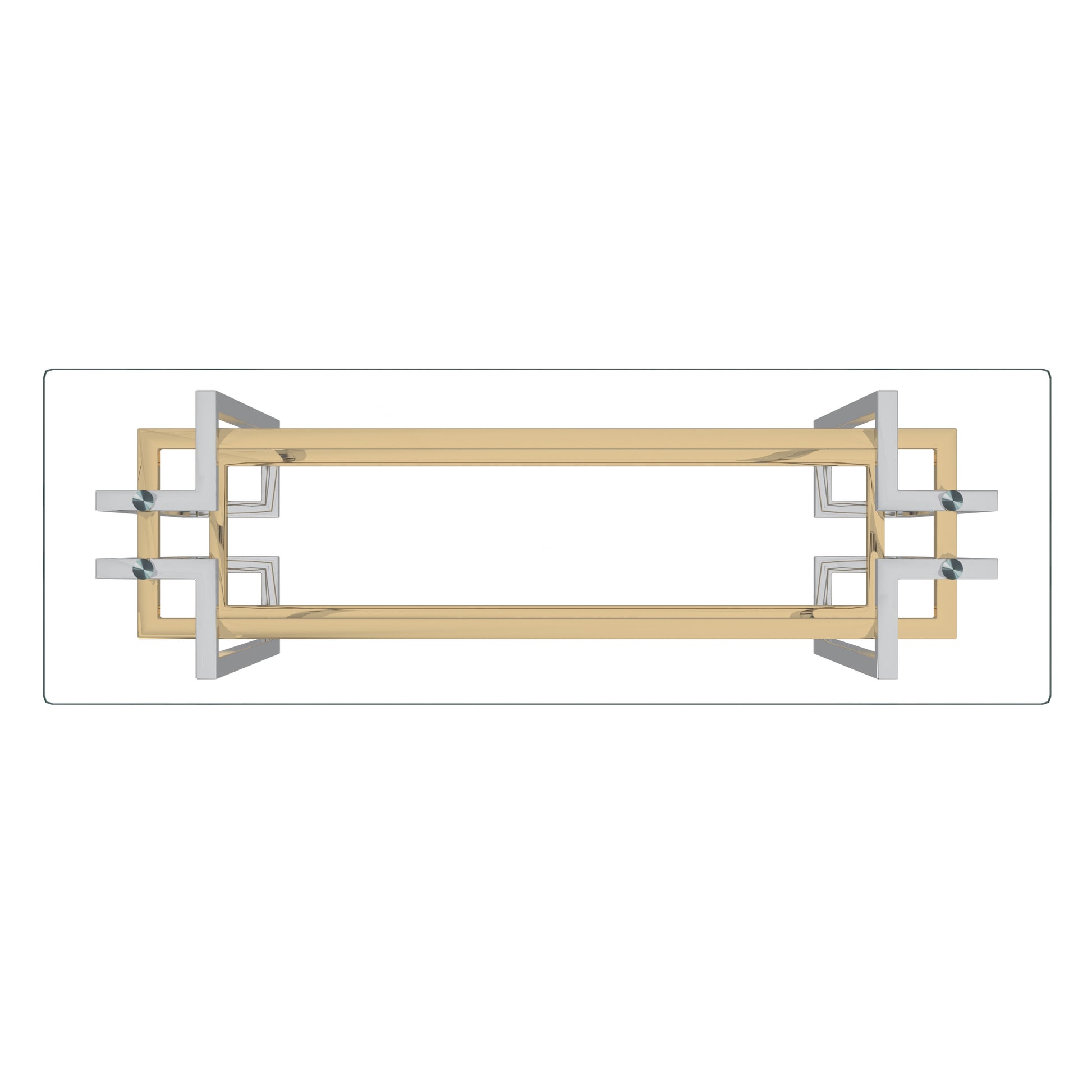 Florina Console Table - Silver and Gold Metal and Glass-DECOROLALA