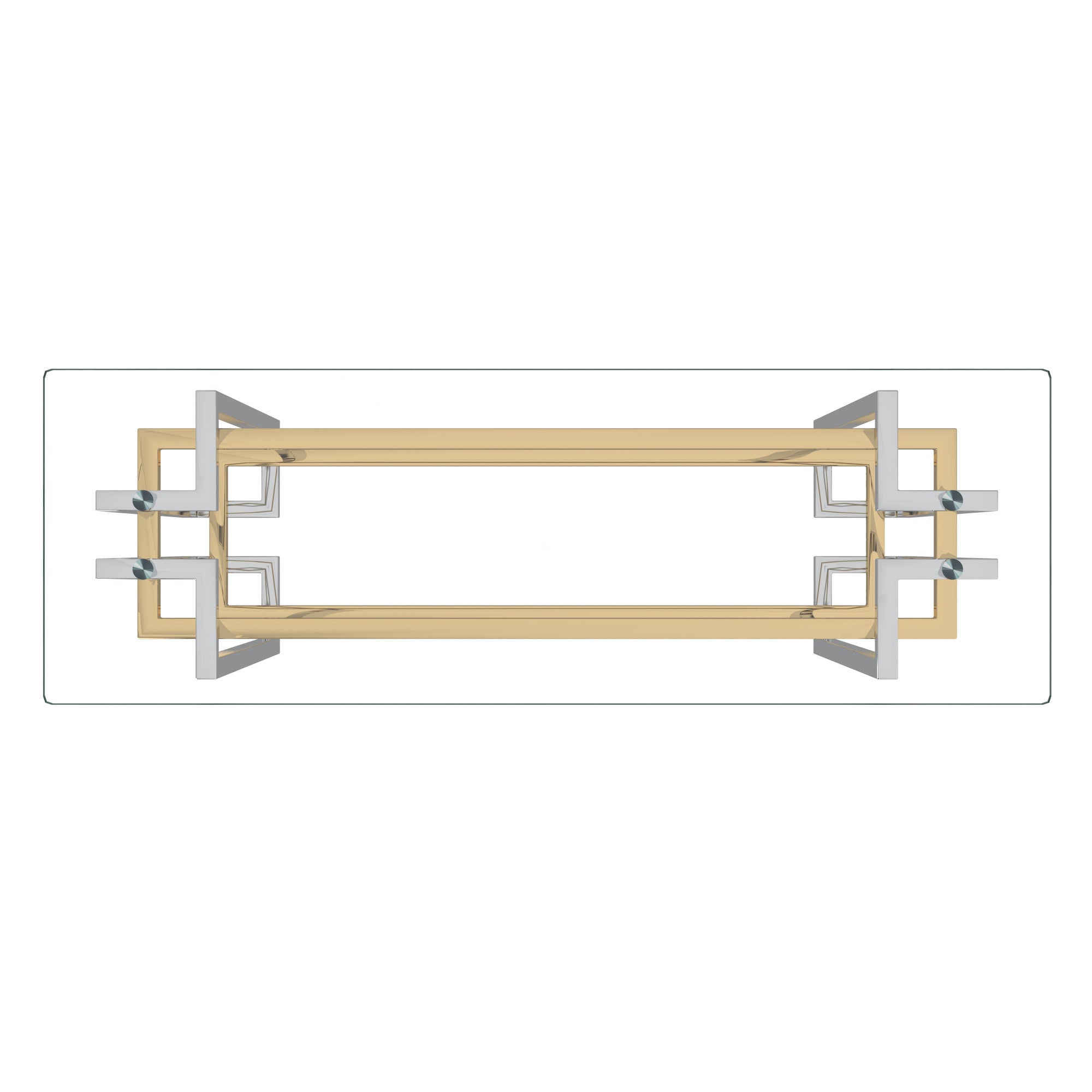 Florina Console Table - Silver and Gold Metal and Glass-DECOROLALA