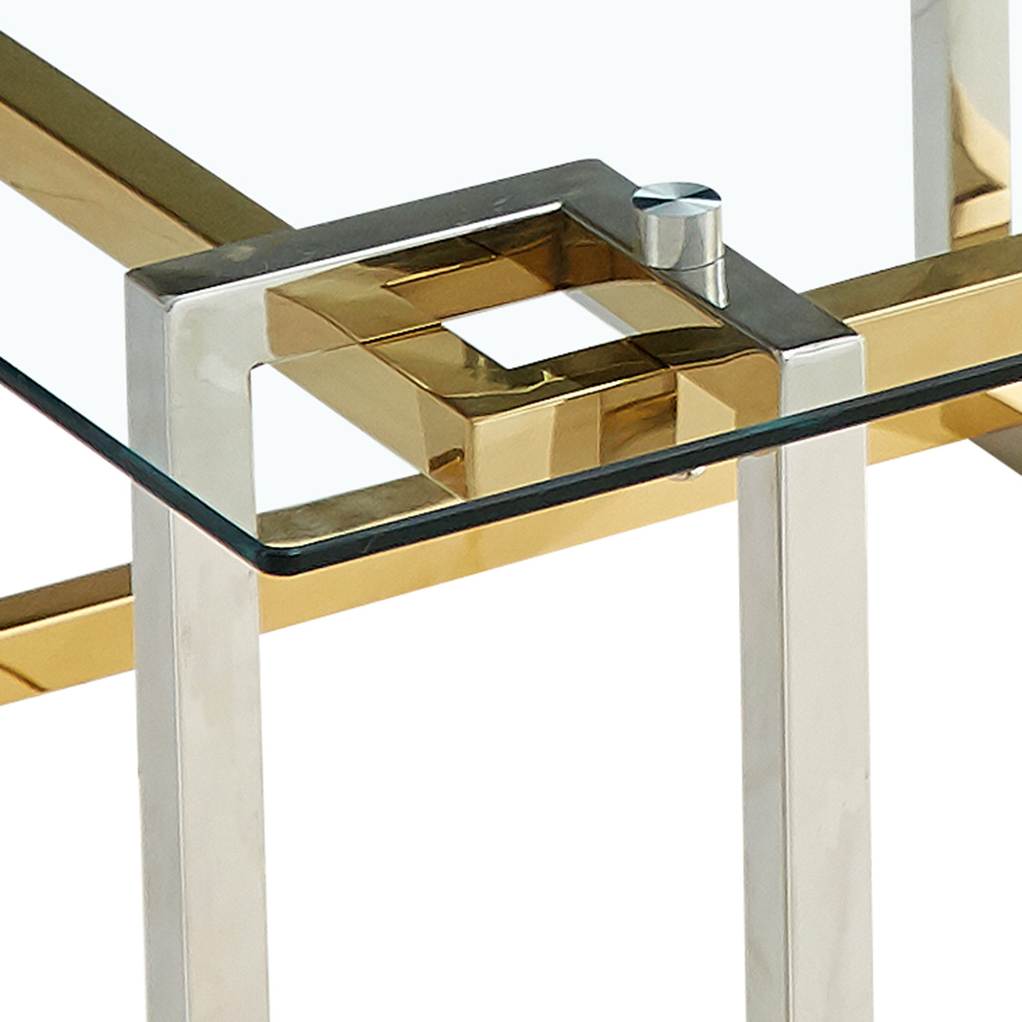 Florina Console Table - Silver and Gold Metal and Glass-DECOROLALA