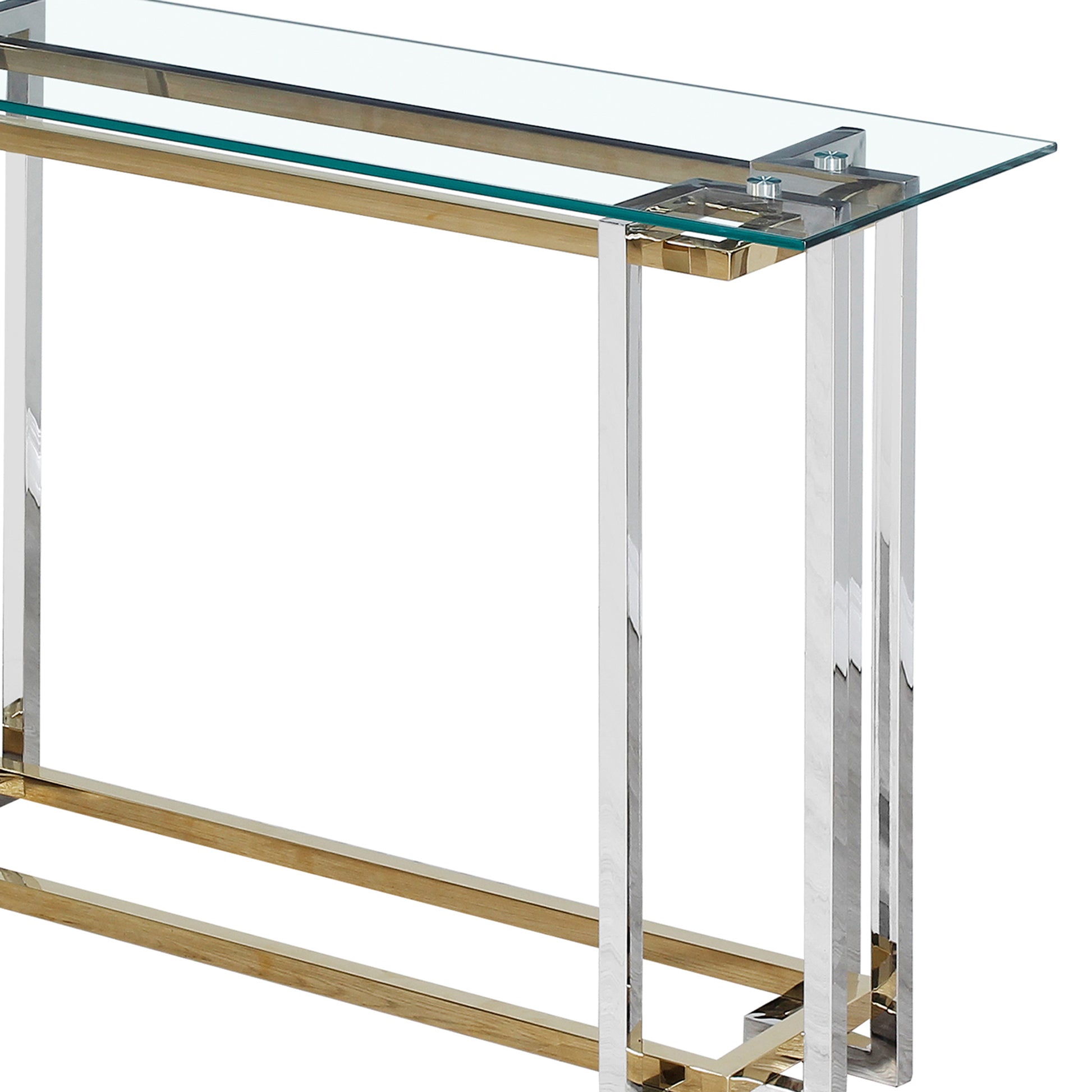 Florina Console Table - Silver and Gold Metal and Glass-DECOROLALA