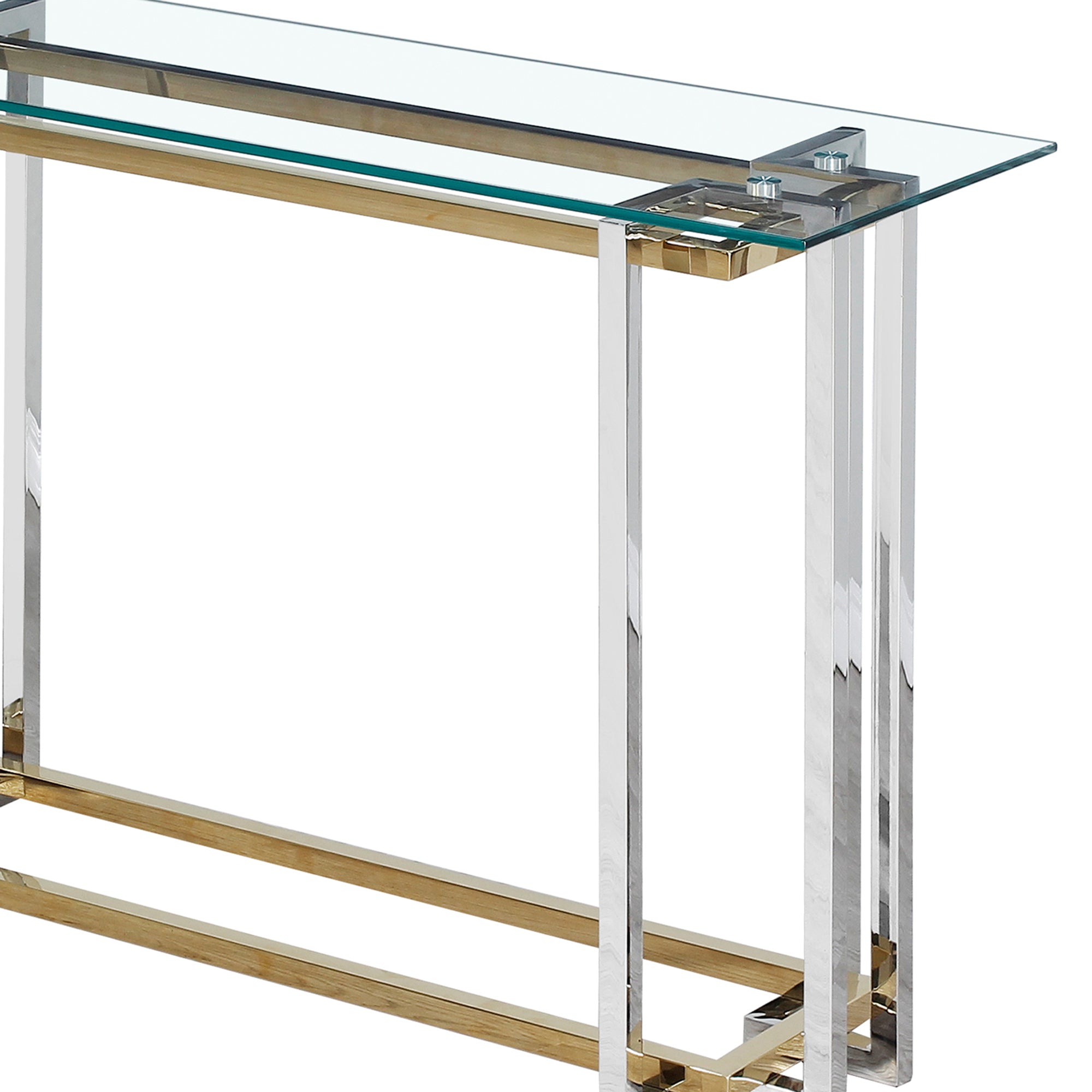 Florina Console Table - Silver and Gold Metal and Glass-DECOROLALA