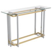 Florina Console Table - Silver and Gold Metal and Glass-DECOROLALA