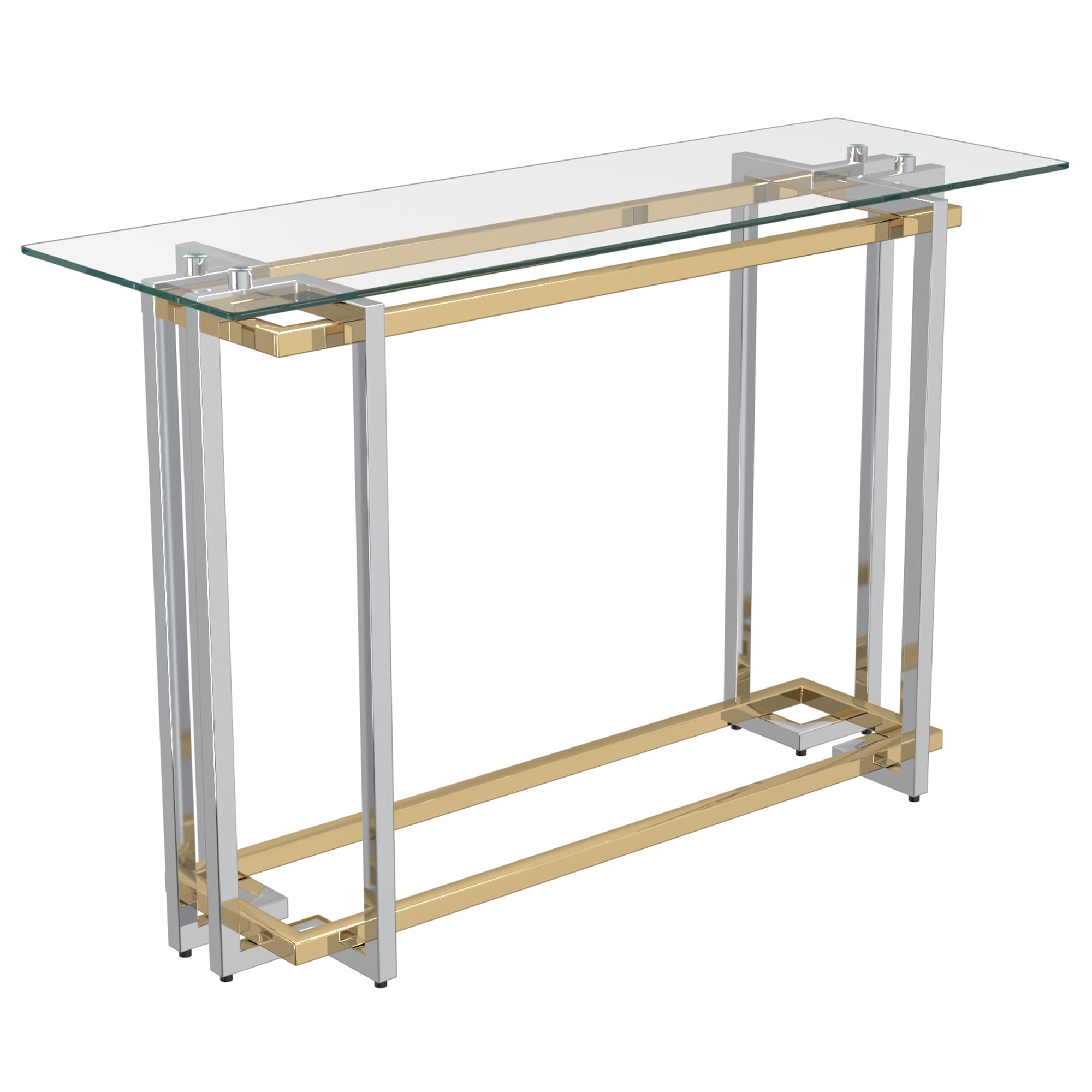 Florina Console Table - Silver and Gold Metal and Glass-DECOROLALA