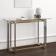 Florina Console Table - Silver and Gold Metal and Glass-DECOROLALA