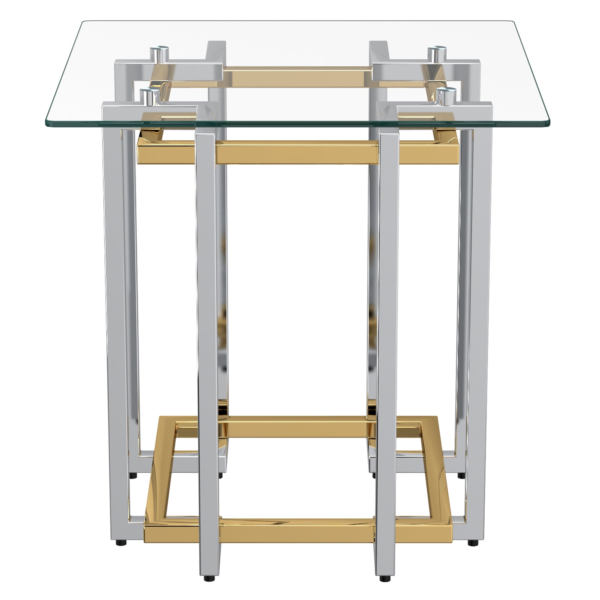 Florina Metal and Glass Accent Table - Silver and Gold-DECOROLALA