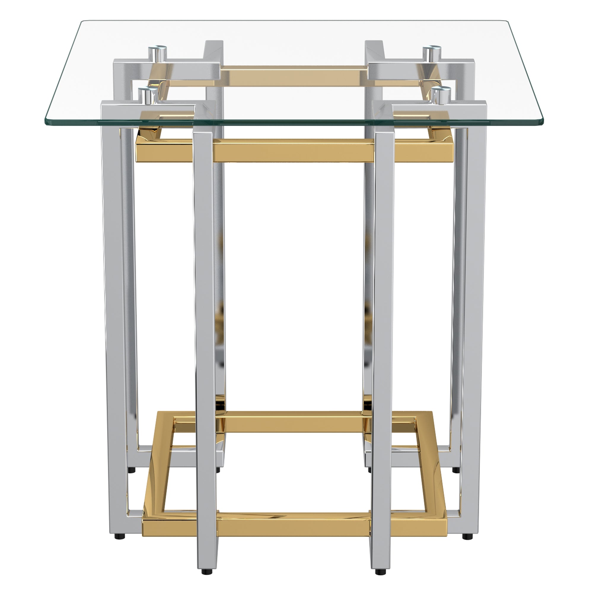 Florina Metal and Glass Accent Table - Silver and Gold-DECOROLALA
